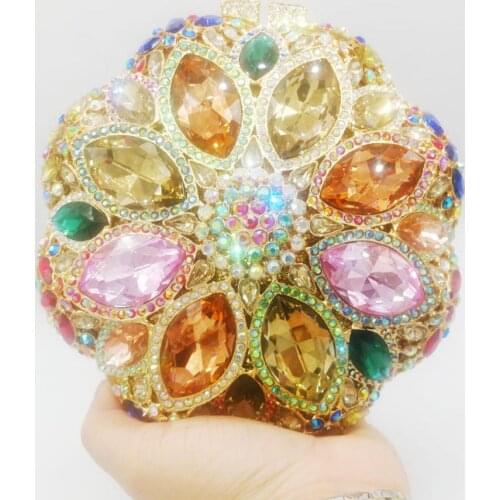 Pink Rose Gold circles sparkle stylish luxury banquet bags Wedding purse Female Clutch Bags Women Evening Bags Pouch SC251