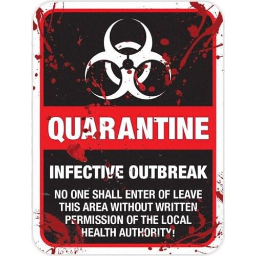 Hot Reflective ZOMBIE Warning Quarantine Infected Area Caution Car Stickers and Decals Window Trunk Decorative KK16*12cm