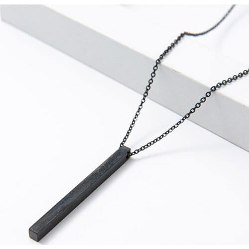 In 2021 Hiphop/Rock Trendy Long Pendant Necklace Men Black Rectangle Simple Stainless Steel Chain Necklace For Men Jewelry Gift