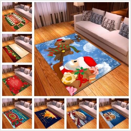 Merry Christmas Carpet Doormats Soft Flannel Santa Claus Anti-slip Floor Mat Christmas Day Party Area Rugs Home Decorate Carpets