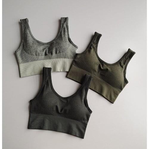 Women Striped Seamless Power Down Sports Bra Push Up Yoga Bra Padded Women Gym Brassiere Running Fitness Top Workout Sportswear