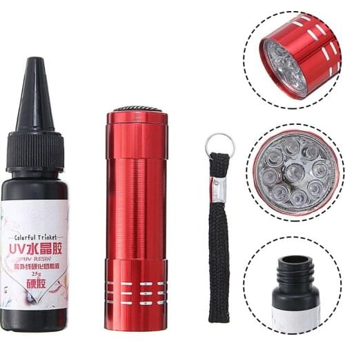 1 Pack 25ml Transparent UV Resin Aluminum Alloy UV Lamp Kit Ultraviolet Cure Resin Solar Cure Resin UV Hard Glue DIY Making Tool