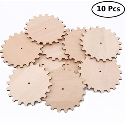 10pcs Creative Wood Gear Puzzle Hand Drawn Doodle Accessories For Board Game Pieces Arts Crafts DIY Decor Ornaments