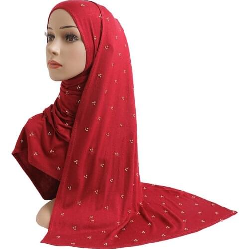 160g Cotton mercerized turbans for women hat hijiab Elastic beading entire scarf ladies headscarf fashionmuslim scarf