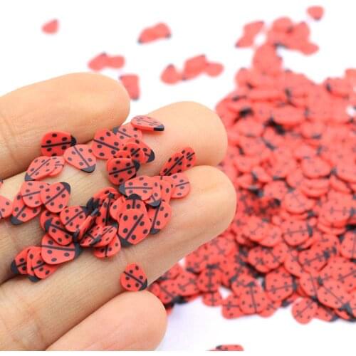 6*7MM Ladybug Animal Slice Cute Polymer Clay Ladybug Insect Bug Sprinkles Red Black Ladybug Slice Nail Art Crafts