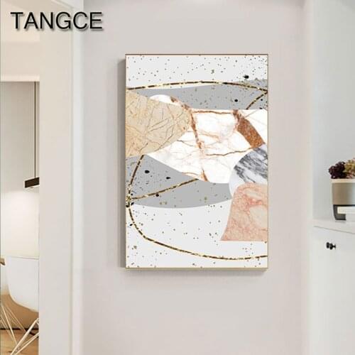 Abstract Pink Marble Golden Lines Canvas Painting Poster Print Fashion for Wall Art Cuadros Living Room Unique Modern Home Decor