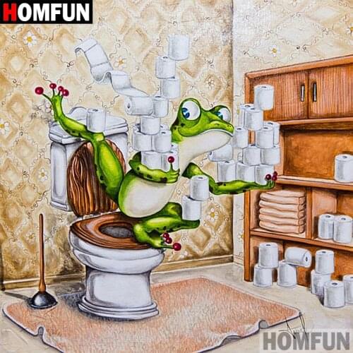 HOMFUN 5D DIY Diamond Painting Full Square/Round Drill "Toilet frog" 3D Embroidery Cross Stitch gift Home Decor A00615