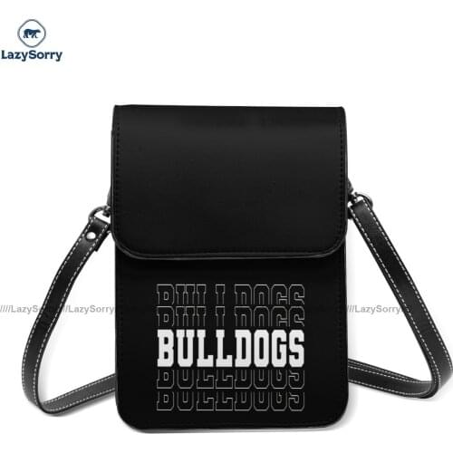 English Bulldog Shoulder Bag Vintage Leather Business Mobile Phone Bag Student Gifts Bags
