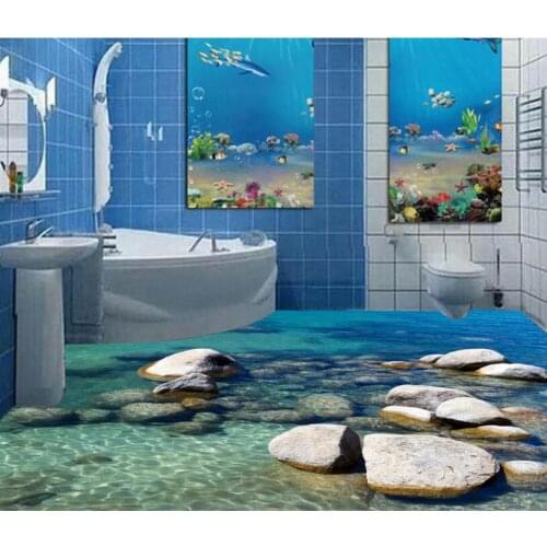Free shipping 3D Custom modern river stones Wall Sticker starfishs Bathroom Flooring Painting Photo Wallpaper for Walls 3d