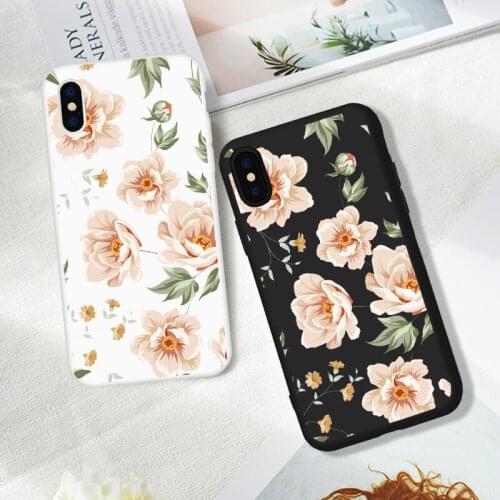 Cute Phone Case Coque For iPhone XR 6 6S Plus X 5 7 8 Plus Luxury Vintage Florwers White Black Phone Cover For iPhone 8 7 Plus