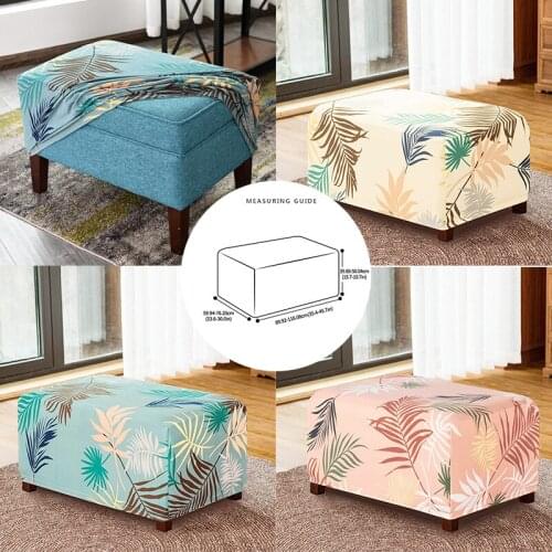 Elastic Spandex Ottoman Sofa Stool Cover Home Furniture Case Room Office Dust-proof Footstool Floral Printing Footrest Covers