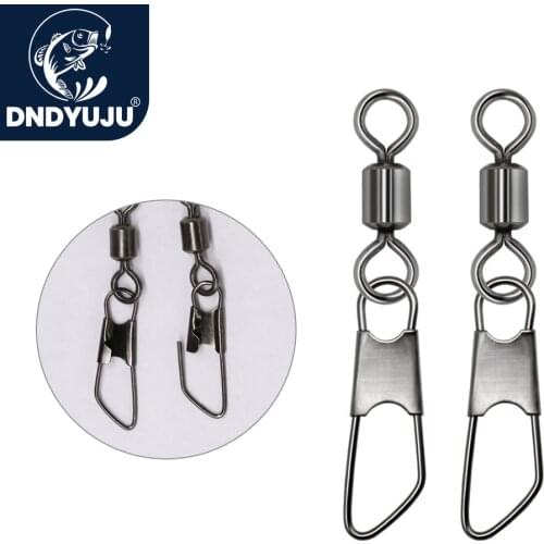 DNDYUJU 30/50pcs Stainless Steel Fishing Connector Swivels Interlock Pin Snap Rolling Swivel Fishhook Lure Fishing Accessories