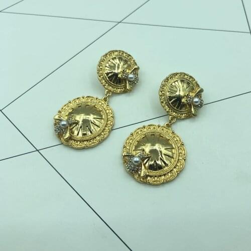 European and American fashion personality exaggerated contracted classic joker real gold plated earring A62 bees - 4