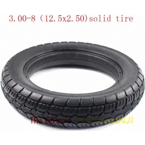 HOT SALE 3.00-8(12.5X2.50) non-inflatable solid elastic tires for electric vehicles are suitable for 30-35MM ring groove width