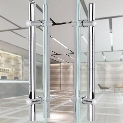 Hot H-shape Stainless steel Glass door handle Adjustable hole distance bathroom shower/wooden door handle Pull Brushed/Polishing