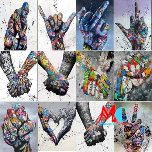 Graffiti Art Cross Stitch Handshake Gesture Diamond Painting Street Wall Art Living Room C Home Decoration