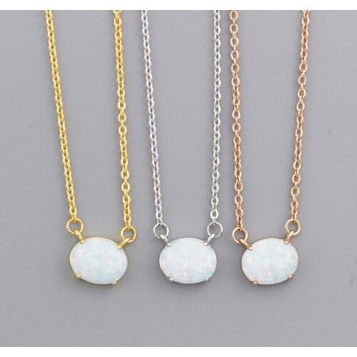 Dainty Round Opal Necklace Stone Jewelry Ethiopian Birthstone Choker Necklaces Gifts For Women Collier Femme