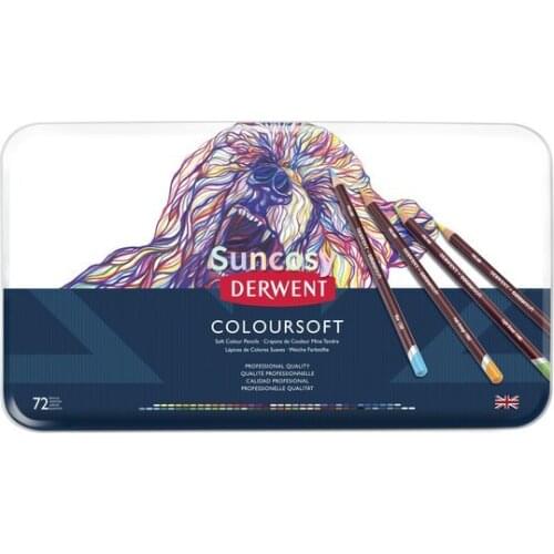 Derwent Colored Pencils, ColourSoft Pencils, 12 24 36 72 colors set, With their round, 4mm soft core,Drawing, Art, Metal Tin