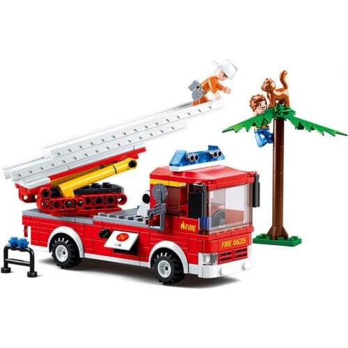 269Pcs Educational Building Blocks Toys For Kids Boys 6Years DIY Birthday Present Sluban 0625 Ladder Firefighting Truck Model