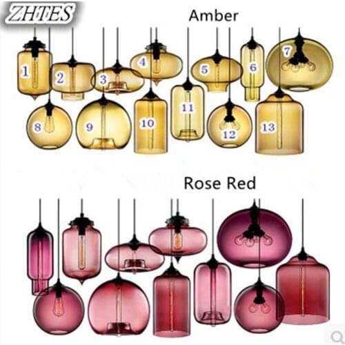Creative Modern simple Colorful glass Pendant Lights Restaurant Bar Cafe Decorative lighting Fashion Lamps