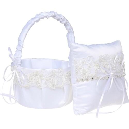 Lace Flower Basket Lovely Ring Pillow Wedding Ceremony Bride Ornament Banquet Supplies