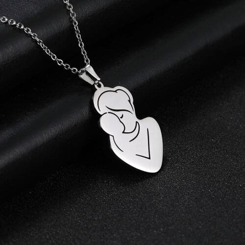 Stainless Steel Pendant Mothers Day Thanksgiving Gift Maternal Love Simple and Warm Geometric Necklace Goth Jewelry Wholesale