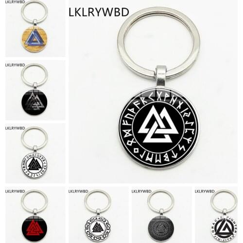 LKLRYWBD / Nordic Viking Convex Round Pendant Key Ring Pendant Round Glass Keychain Popular Jewelry