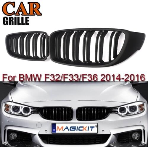 MagicKit 2X For BMW 4 Series F32 F33 F36 2014-2016 Matte Black Double Line Kidney Grilles