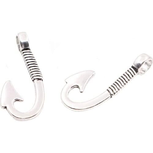 Mestylish 30*13MM 20pcs/Lot Jewelry Accessories Antique Zinc Alloy Fishhook Anchor Charm Pendant Findings Fit Bracelet Necklace