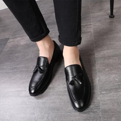 Topvivi Driving Shoes men 2021 New shoe Fashion Bottom Leather Gentleman Stress Shoes Men Business Dress Shoes Tassel Loafers