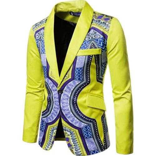 African Dashiki Print Suit Blazer Men 2020 Brand New Single Breasted Suit Jacket Men Casual Wedding Party Dress Blazers for Men