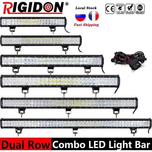 RIGIDON 20/23/25/28/36/44inch LED Work Light Bar Flood Spot Combo Offroad Lamp 4WD Truck Tractor Boat 4x4 SUV ATV With Wiring