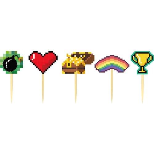 Popular Kids Game Gamepad War Bomb Cake Toppers Wrapper Happy Birthday Party Decorations Graduation Cupcake Decorating Supplies