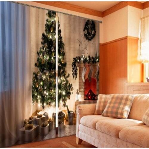2017 Luxury christmas tree 3D Blackout Window Curtains For Kids Bedding room Living room Hotel Drapes Cortinas