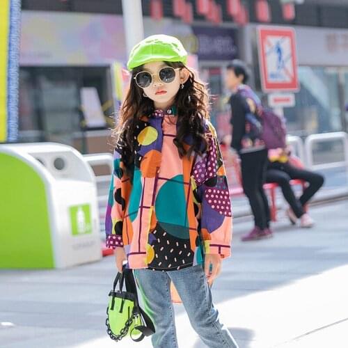 Print Long Sleeve Shirt for Teen Girls Oversize Fashion Children Girls Tops