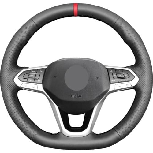 Hand Sewing Car Steering Wheel Cover For Volkswagen VW Golf 8 2020 Atlas 2020-2021 Passat 2019-2021 Passat Alltrack Variant