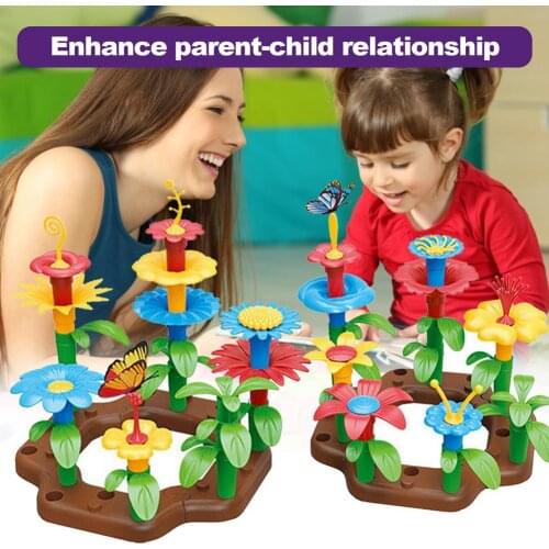 Garden Building Brick Toy Set Stacking Game Pretend Play Toy Set Diy Bricks Toys Childrens Toys For Girls Gift Educational Toys
