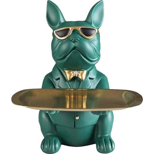 Statue Bulldog Statue Storage Tray Resin Art Home Decoration Sculpture Figurine Animal Lover Collection Figurine