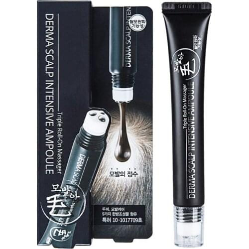 20ml Natural Hair Growth Serum Derma Scalp Triple Roll Massager Fast Regrow Hairline Hair Loss Essence New Reccomend