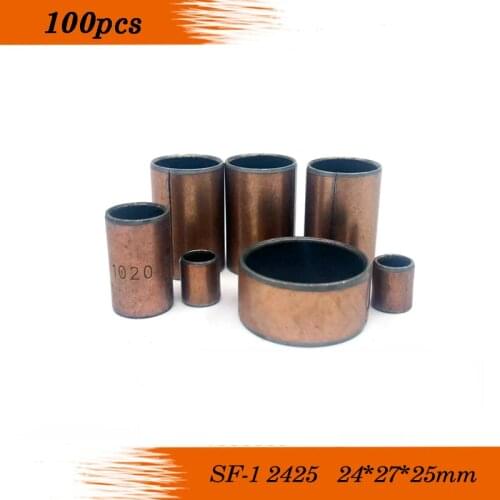 100pcs SF-1 2425 24x27x25mm carbon steel self lubricating brass bush DU oilless bearing bushing sliding bearing