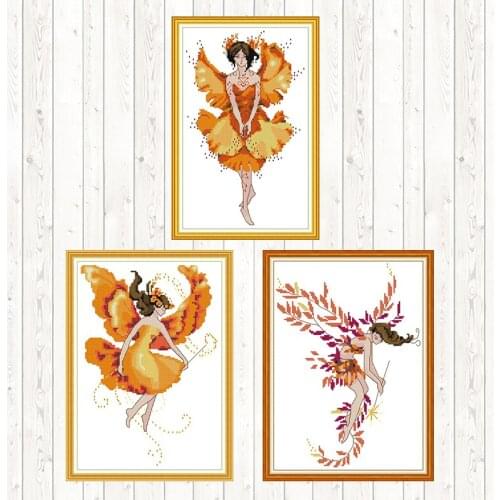 Needlework Counted Cross-stitch Patterns 14CT Butterfly Fairy DIY Wall Art Canvas Prints Fabric Aida Counted Embroidery DMC DIY