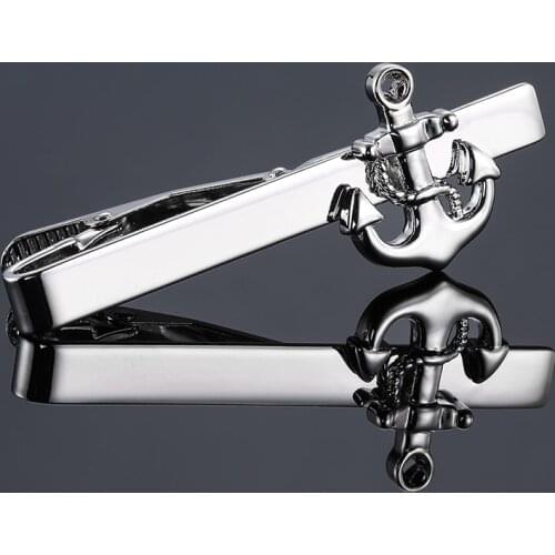 High quality Anchor Metal Tie Clip Mens Skinny Glossy Tie Bar Hand grinding Silvery Wedding Necktie Clips Pin Men Jewelry