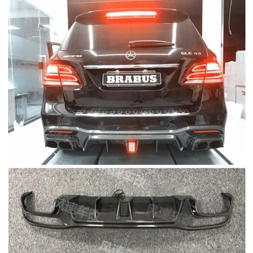 High Quality Carbon Fiber Rear Trunk Bumper Diffuser & The tail throat Protector Cover For Mercedes GLE43 2015-2018（With lamp