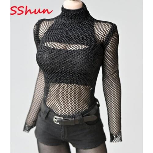 1/6 Scale Female Mesh T-shirt see-through top female soldier model accessories clothing For 12'' Action Figure Body DIY