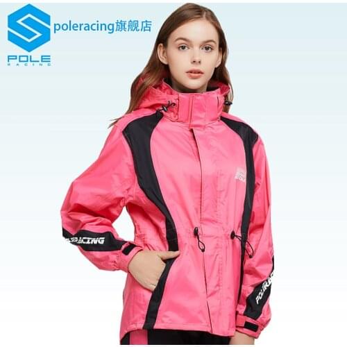 Pole Racing 2021 New Female Motorcycle Raincoat Pink Outdoor Waterproof Rain Suit Women Fishing Gear Jacket + Pants