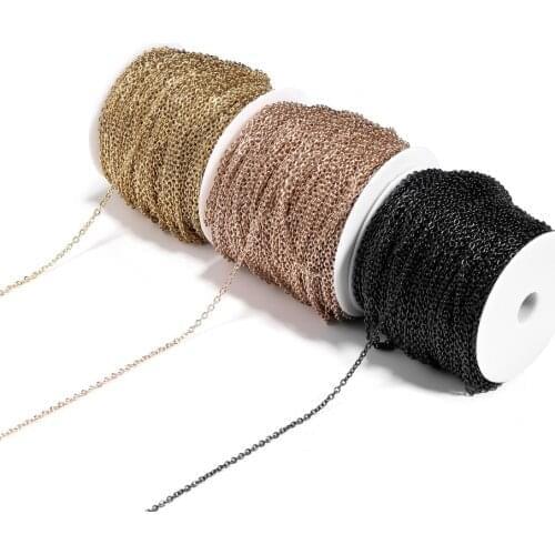 2-5m/lot 1.2-3mm Width Cross Stainless Steel Gold Bulk Link Chains Necklaces Chains For DIY Jewelry Making Supplies Accessories