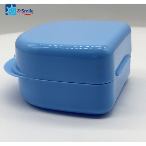 Dental Retainer Case Portable Denture Storage Box Denture Storage Box Andent DB03 Blue Retainer Box-Large size Open from Middle