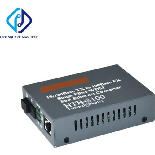 1 pair Optical Media Converter 4*RJ45 & 1*SC HTB-3100 10/100Mbps 25KM RJ45 Single-mode Single-Fiber