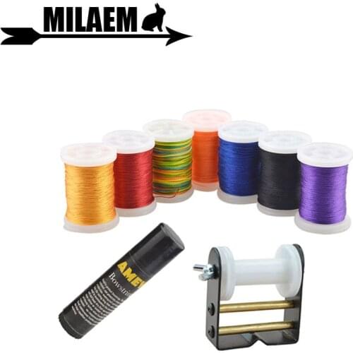 1pc Archery Bow String Material + Bowstrings Serving Tool + Bow String Wax Protect Bow String Set Hunting Shooting Accessories
