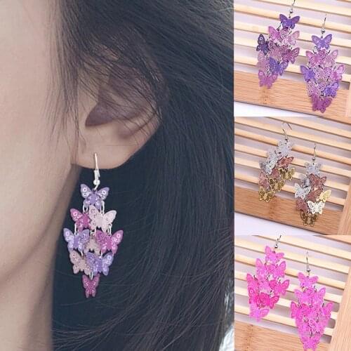 10 Styles Women Butterfly Drop Earrings Filigreeb Ear Hook Colorful Tassel Dangle Earrings Sweet Bohemian Party Jewelry Gift